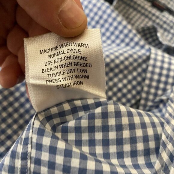 Cremieux Collection Button Down Shirt Mens Large Blue Gingham Plaid Short Sleeve - Picture 10 of 12